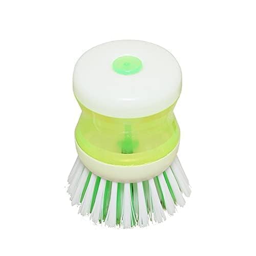 Image of Soap Dispensing Dish Scrub Brush with Liquid Dispenser, Kitchen Sink Cleaning Scrubber, Multi-Purpose, Easy Press, for Utensils and Household Cleaning (Pack - 1)