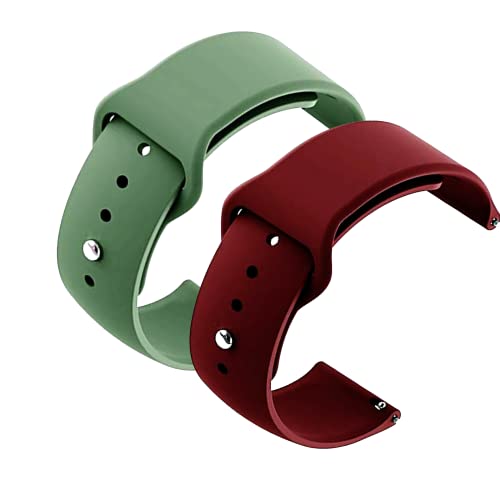 Image of YODI New Accessories Silicone 22MM Strap Belt Band for Smart Watch (Set of 2 Color) Combo Pack (Smart Watch NOT Included) (Green-WINRED)