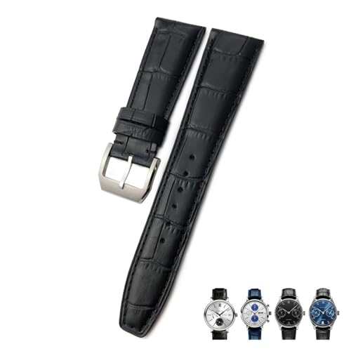 Bracelet de montre en cuir véritable PURYN style alligator marron pour pilote IWC
