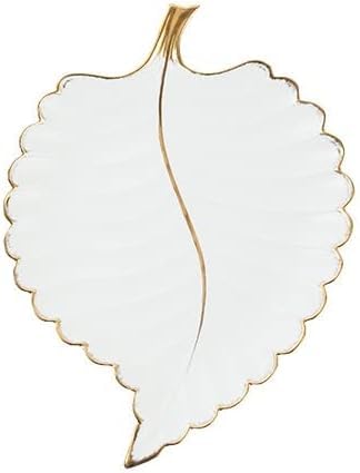 Plateau de clés design feuille 32cm pour organiser une entrée chic avec un vide-poches céramique