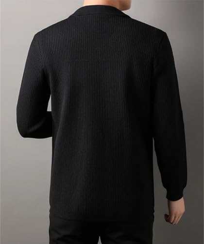 Men Contrast Knit Cardigan Sweater Long Sleeve Pockets Lapel Casual Cardigans Outerwear2