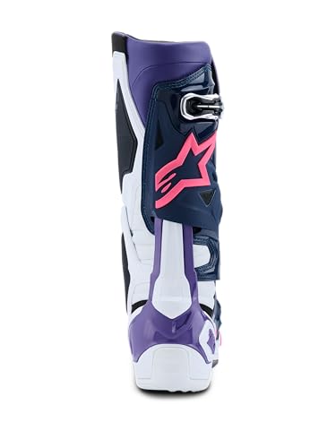 Image of Alpinestars Tech 10 Boots, High-Performance Motocross Boots, CE-Certified, 10, White /Violet /Navy blue /Pink Fluo