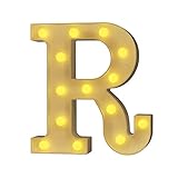 YOUZONE LED Marquee Letters LED Letter Lights Alphabet Light Up Sign Decoration Letters A - Z Symbol & for Wedding Birthday Party Battery Powered Christmas Lamp Night Light Home Bar Decoration (R)