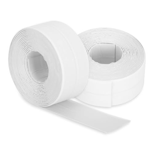Ccaulk Tape, Bathroom Corner Caulking Tape Self Adhesive Sealing Tape Wall Edges Protector, Sealant Strip for Kitchen, Bathroom, Bathtub (1.5 X 11Ft, White, 2 Rolls)