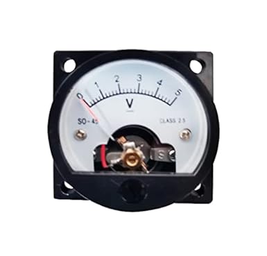 Voltímetro de voltímetro de panel analógico, panel de esfera redonda DC 0 ~ 5V SO-45 voltímetro, instrumento de medición de voltaje CC, negro, 1 unidad