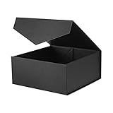JINMING 7.5x7.5x3 Inches Gift Box with Lid, Black Groomsman Box, Collapsible Gift Box with Magnetic Closure