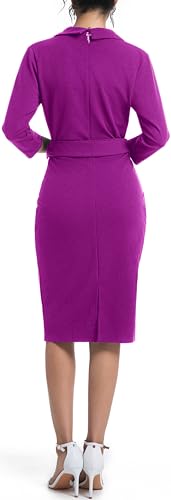 Image of SxClub Business Dresses for Women Elegant Long Sleeve Bodycon Pencil Knee Length Formal Dress for Evening Cocktail