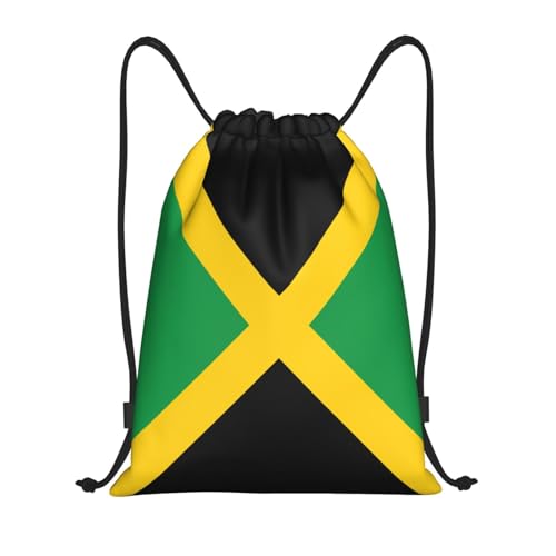 Flag Of Jamaica Print Drawstring Backpack Sport Bag Sack Cinch Bags,Sports Gym Bag For Women Men,For Travel,Swimming