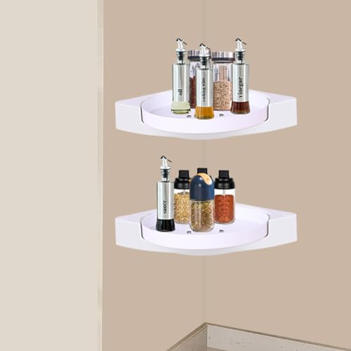 POAIELA 2pcs Soucheur d'angle étagère à 360 ° Organisateur de Douche Rotatif Salle de Douche Auto-adhésive Organisateur de Salle de Bain étagères de Douche d'angle Mural(2 Sets)