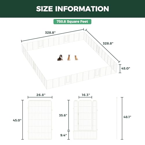 Image of FXW Rollick Unleashed Dog Playpen for Indoor, Yard, RV Camping, 45 inch 48 Panels for Large Dogs, White│Patented