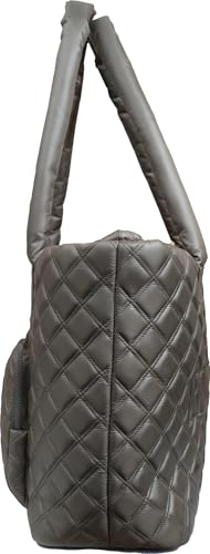 Joan & David 21 Inch Diamond Quilted Puffer Nylon Travel Workbook Tote (Dark Taupe)3