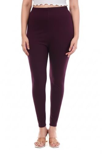 Image of TPF Women Cotton Lycra Ankle Length Leggings | 4 Way Stretchable | Mid Waist Slim Fit Tights | Soft Comfortable Ankle Legging for Girls & Ladies