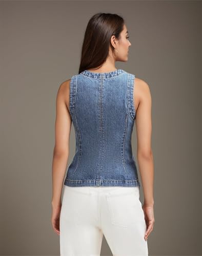 Denim Vest for Women V Neck Button Down Y2k Sleeveless Crop Corset Jean Streetwear Casual Tank Tops4