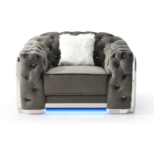Sillón Terciopelo Gris Moderno Plegable miniatura 4