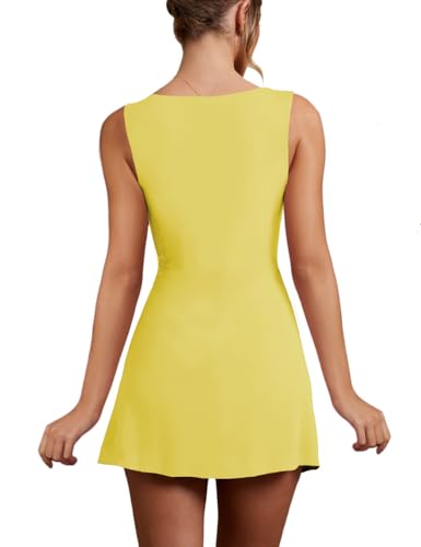 Image of Women's Sexy Sleeveless Square Neck Bodycon Ruched Split Party Club Mini Tank Short Dress