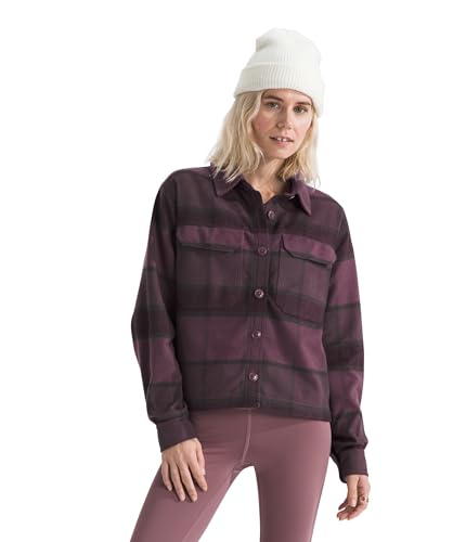 The North Face Women's Valley Flannel Shirt, M, Midnight Mauve Macro Small Plaid