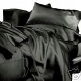 New King Size Satin Sheet Set - Includes 1 fitted sheet, 1 flat sheet and 2 pillow cases - Black