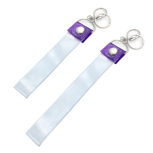 SALUDABLE 銀テープホルダー キーホルダー 収納 保管 推し活 35/45cm 2個セット (パープル)の商品画像（Amazon）