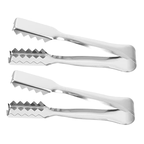 OUNONA 2Pcs Portable Fruit Tongs with Serrated Edges for Ice Cubes and Sugar Clamps Easy to Clean and Lightweight for Household Use and Parties