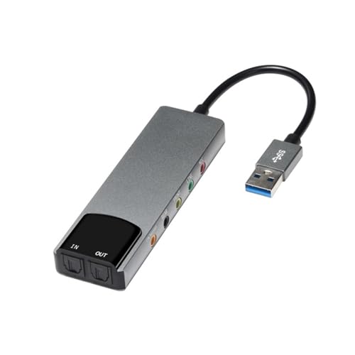 YUEHISY Tarjeta de Sonido USB, Adaptador de Tarjeta Externa Envolvente 7.1 con Sonido Digital SPDIF, Múltiples Puertos, Música de Alta Resolución, para PC Portátil