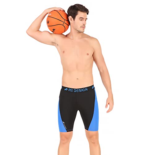 Image of Redesign Nylon Dual Color Compression Shorts for Multi-Sports with Back Zip Pocket