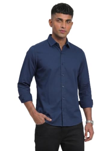 Image of DOXIC Men's Cotton Shirt with Spread Collar Neck Full Sleeves Classic Style Solid Pattern Regular Fit and Standard Length | Formal & Casual Wear Shirts