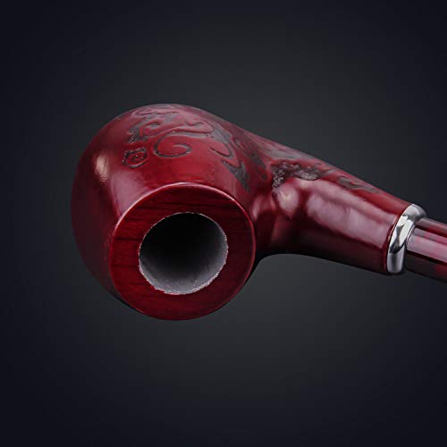 Hysagtek 16\" Long Churchwarden Tobacco Pipe Wooden Long Stem Smoking Pipe with Gift Box, Pattern Random