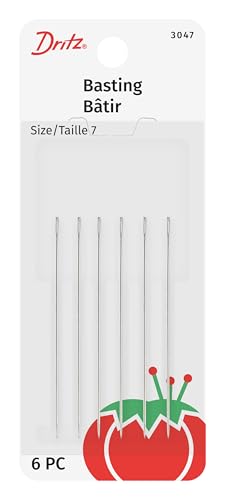Dritz 3047 Quilter's Basting Hand Needles, Size 7 (6-Count), Nickel