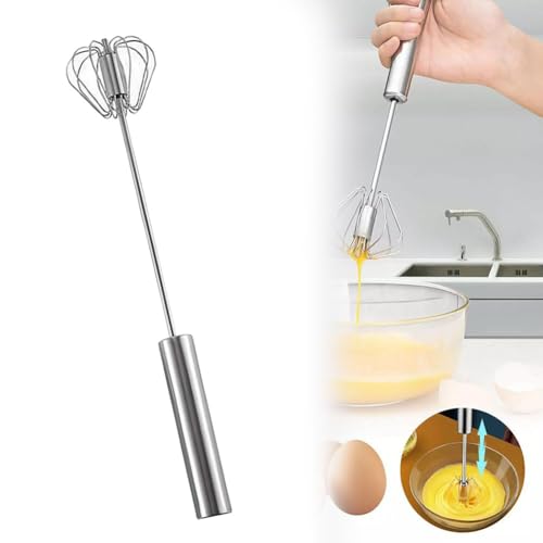 ステンレススチール製卵泡立て器、簡単自動泡立て器、ハンドプッシュ泡立て器、回転プッシュミキサー攪拌用泡立て器(中央)