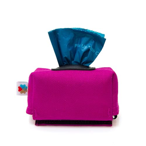 Image of Dog Poop Bag Holder for Leashes, Cat Waste Bag Dispenser, 1000D Nylon, Attach to Cat Leash, Poop Bag Dispenser, Fits Standard Dog Poop Bags - Wildebeest(Pink)