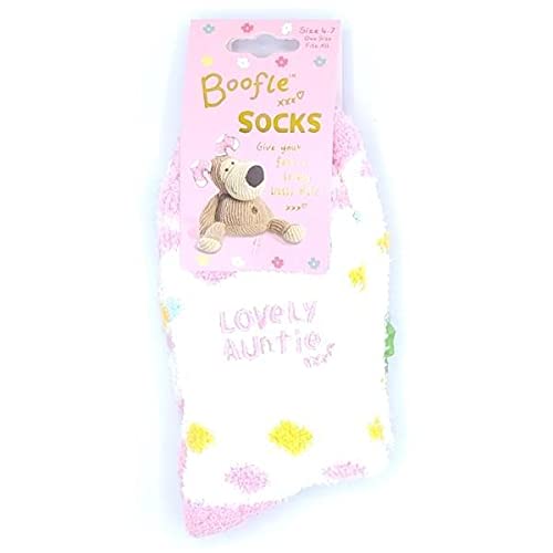 Boofle Chaussette moelleuse pour tante - Super confortable et chaude - Pour se coucher - Douce et mignonne - Pour anniversaire - En polyester/coton - Blanc Cover