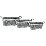 Atmosphera - Set de 3 jardinieres métal - Gris