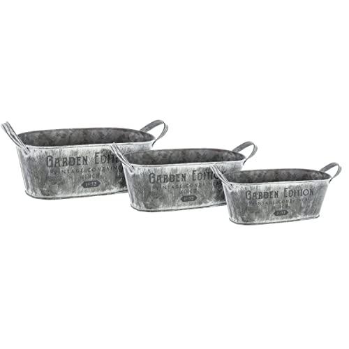 Atmosphera - Set de 3 jardinieres métal - Gris