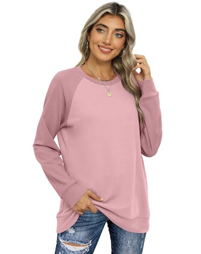 Ofeefan Womens Tops Crewneck Oversized Sweatshirt Long Sleeve Tunic Tops For Leggings Pink 2Xl thumb #3