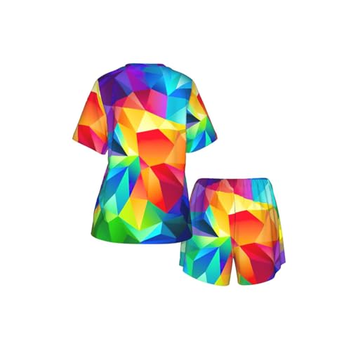 Estampado geométrico arcoíris con patrón abstracto multicolor resistente al desgaste 6