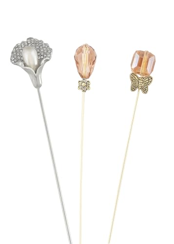 Image of Alilang 3Pcs Vintage Style Hat Lapel Brooch Pins with Flexible Bendable Design for Secure Fit on Hats, Scarves, and Suits