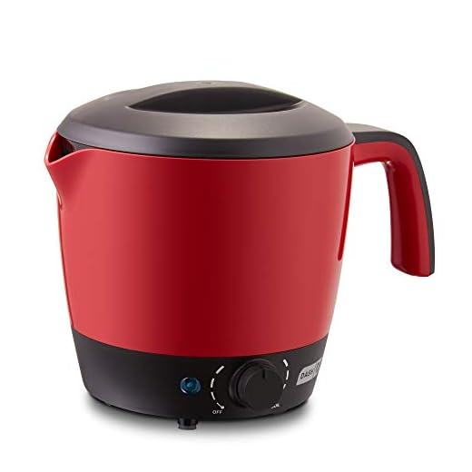 DASH Dash Express Electric Cooker Hot Pot with Temperature Control for Noodles, Rice, Pasta, Soups, Boiling Water & More, 1.2L - Red