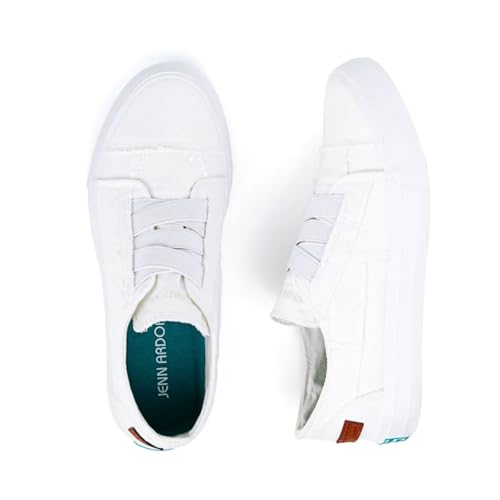JENN ARDOR Women's Stylish Slip On Sneakers No Laces Elastic Low Top Canvas Sneakers Trendy Flats Comfortable Casual Walking Shoes