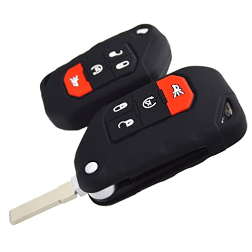 Image of Silicone Remote Key Fob Case Covers Protectors for Jeep Wrangler Rubicon 392 JL JLU Wagoneer Gladiator JT Flip Fold Remote