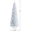 BestComfort 7 FT White Artificial Christmas Tree, Slim Pencil Christmas Tree W/ 436 Branch Tips, Foldable Metal Stand, Wintry-White Holiday Tree, Indoor Xmas Holiday Decor for Office, Party, Home