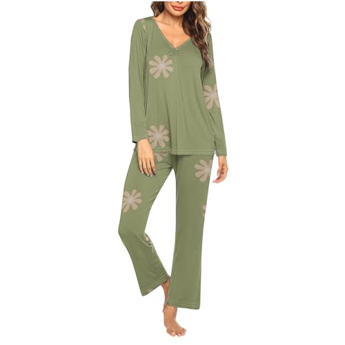 Comfy-Pajamas-Set-for-Women-Pleated-V-Neck-Breathable-Soft-Sleepwear-Set-Flower-Printing-Fashion-Lounge-Nightwear