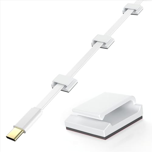 Image of AGPTEK Self Adhesive Cable Clips, 60pcs Wire Clips Cable Clamps Management TV PC Cable Holder Cord Organizer for Home, Office, Car, Desk
