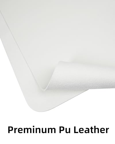 Image of Leather Desk Pad Protector,Mouse Pad,Office Desk Mat, Non-Slip PU Leather Desk Blotter,Large Desk mat,Waterproof Keyboard mat for Office /Home /Decor (White,48 inch x 17 inch)