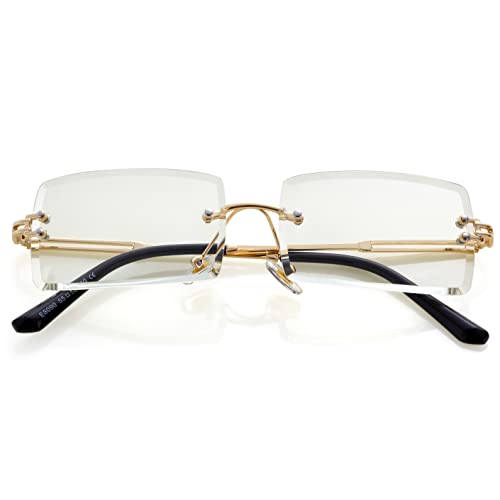 Image of Kursan Frameless Rectangle Sunglasses for Men Women Small Rimless Sun Glasses Shades UV400 Protection (Clear)