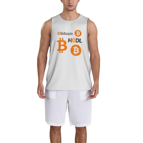Bitcoin Logo HODL BTC Crypto Cryptocurrency Men's Basketball Jersey Tank Top for Men - Image 5