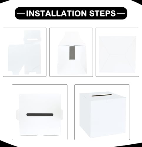 Image of SietDESEO White Card Box for Party Large Gift Card Box Holder 9.8 inch x 9.8 inch Money Cards Box Diy Card Box for Wedding Reception Baby Shower Birthday Cards Box Holder