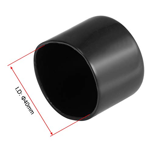Image of uxcell 4pcs Rubber End Caps 40mm ID Vinyl Round End Cap Cover Screw Thread Protectors Black, 40mm Height