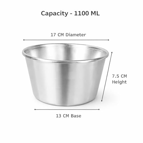 Image of TANISHI KITCHEN'S Aluminium Ice Bowl /Ice Donga Set /Barf Dibba and Cake Baking Mould Multipurpose Kitchen & Baking Container Silver (1)