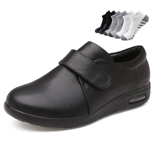 LFFTBK Zapatos para Diabéticos,Zapatos Blandos Extra Anchos Y Gordos para Personas Mayores(Noir,41 EU)