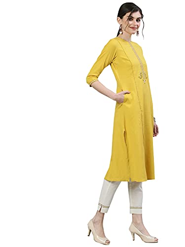 Image of ishin Women's Rayon Burgundy Embellished A-Line Kurta set With Skirt